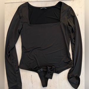 Square neck black bodysuit